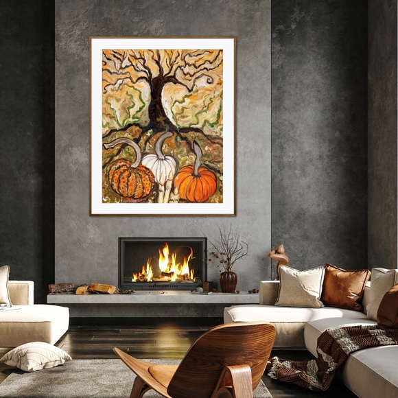 Pumpkin Patch Art Print Oil Painting Halloween gothic witchy autumn fall decor - Picture 7 of 10